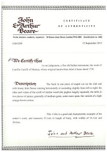 Camillo Camilli, Mantua 1739 Certificate 1