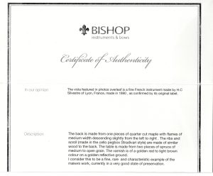 Hippolyte Chrétien Silvestre, Paris 1890, 16⅛'' Certificate 1