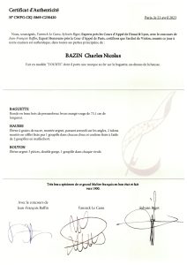 Charles Nicolas Bazin c.1890/1900 Certificate 1