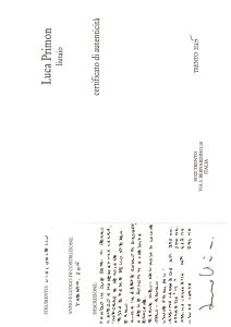 Luca Primon, Trento 2015 Certificate 1